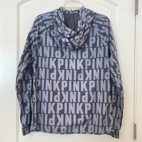 Victoria's Secret Pullover Jacket XS Small Gray Black Pink Logo Anorak - Picture 2 of 6